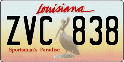 LA license plate ZVC838