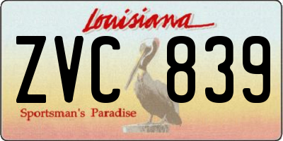 LA license plate ZVC839