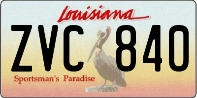 LA license plate ZVC840