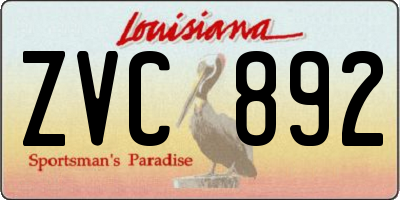 LA license plate ZVC892