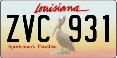 LA license plate ZVC931