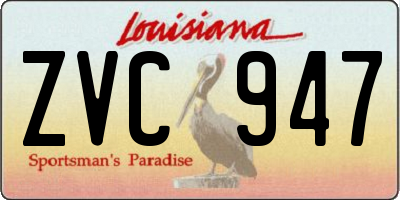 LA license plate ZVC947