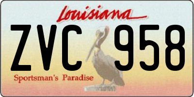 LA license plate ZVC958