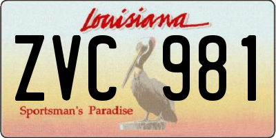 LA license plate ZVC981