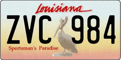 LA license plate ZVC984