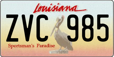 LA license plate ZVC985