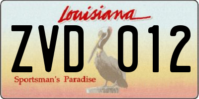 LA license plate ZVD012