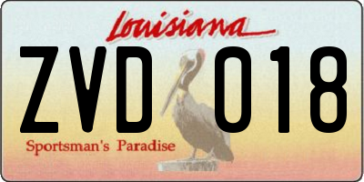 LA license plate ZVD018