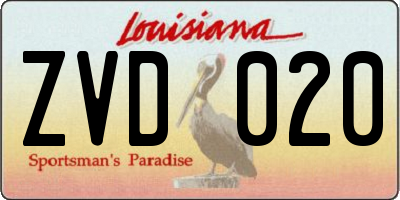 LA license plate ZVD020