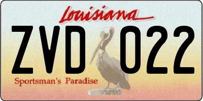 LA license plate ZVD022