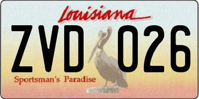 LA license plate ZVD026