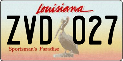 LA license plate ZVD027