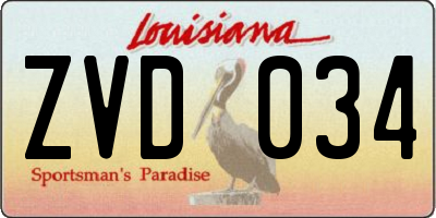 LA license plate ZVD034