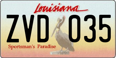 LA license plate ZVD035