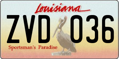 LA license plate ZVD036