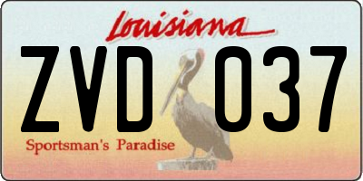 LA license plate ZVD037