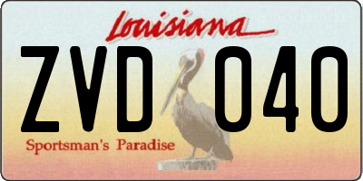 LA license plate ZVD040