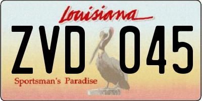 LA license plate ZVD045