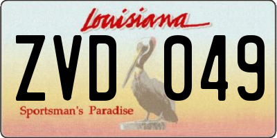 LA license plate ZVD049