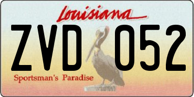 LA license plate ZVD052