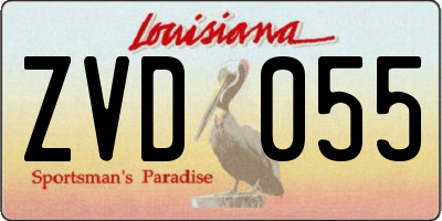 LA license plate ZVD055