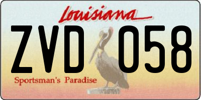 LA license plate ZVD058