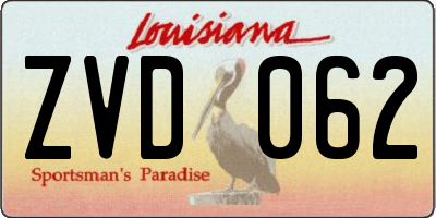 LA license plate ZVD062