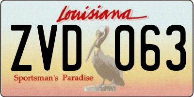 LA license plate ZVD063