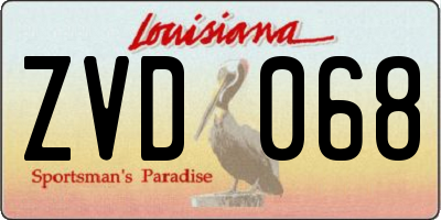 LA license plate ZVD068