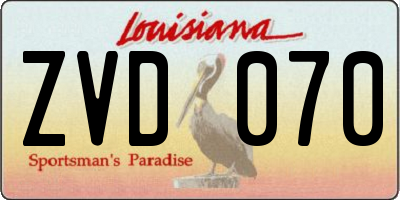 LA license plate ZVD070