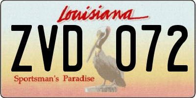 LA license plate ZVD072