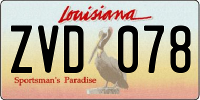 LA license plate ZVD078