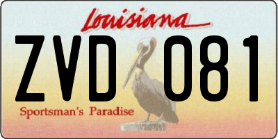 LA license plate ZVD081