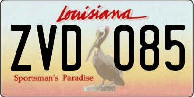 LA license plate ZVD085