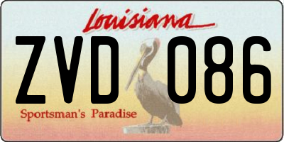 LA license plate ZVD086