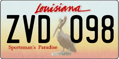 LA license plate ZVD098