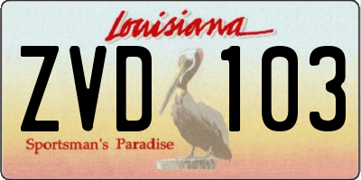 LA license plate ZVD103