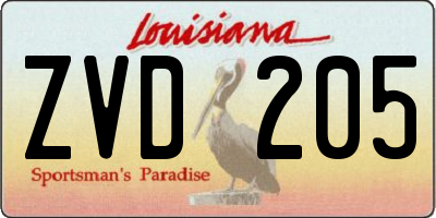 LA license plate ZVD205