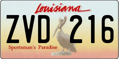 LA license plate ZVD216