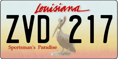 LA license plate ZVD217