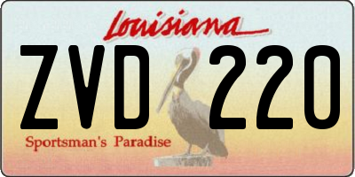 LA license plate ZVD220