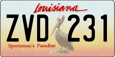 LA license plate ZVD231
