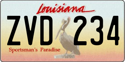 LA license plate ZVD234