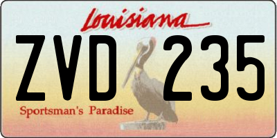 LA license plate ZVD235