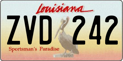 LA license plate ZVD242