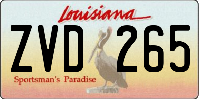 LA license plate ZVD265