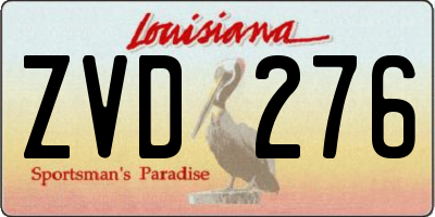 LA license plate ZVD276