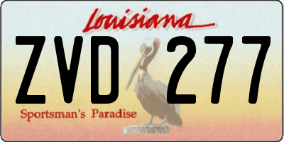 LA license plate ZVD277