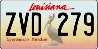 LA license plate ZVD279