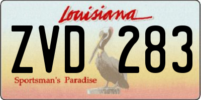 LA license plate ZVD283